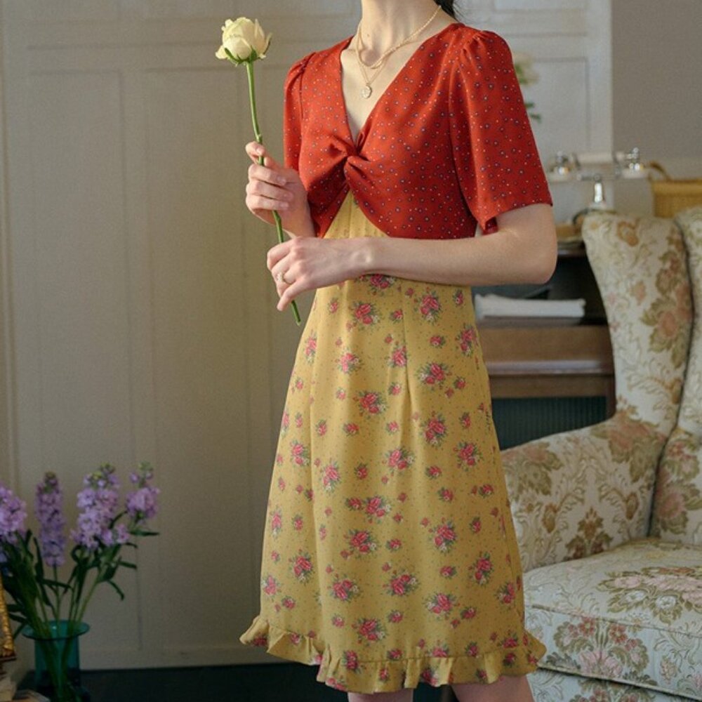 Amethyst V-Neck Floral Dress